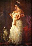 Raja Ravi Varma The Lady in the picture is Mahaprabha Thampuratti of Mavelikara, oil painting on canvas